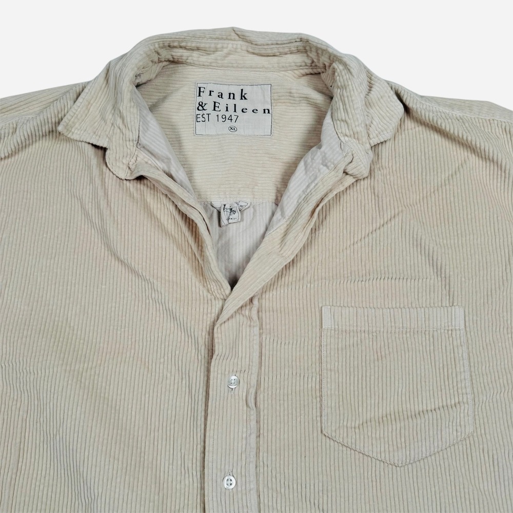 Frank & Eileen Shirley Button Up Shirt Womens XL Beige Corduroy Oversized
